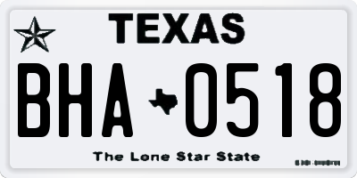 TX license plate BHA0518