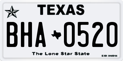 TX license plate BHA0520