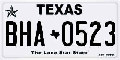 TX license plate BHA0523