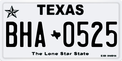 TX license plate BHA0525