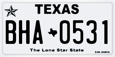 TX license plate BHA0531