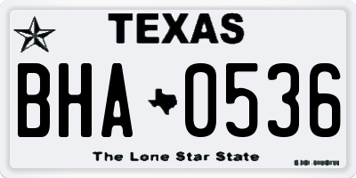 TX license plate BHA0536