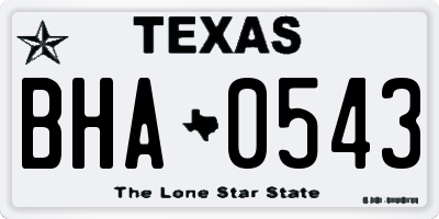 TX license plate BHA0543