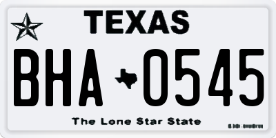 TX license plate BHA0545