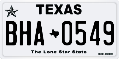 TX license plate BHA0549