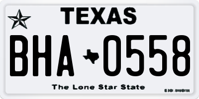 TX license plate BHA0558