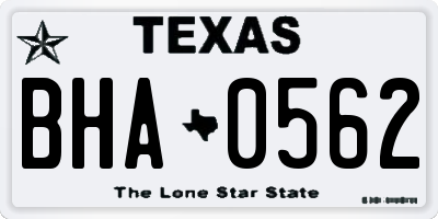TX license plate BHA0562