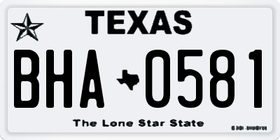 TX license plate BHA0581