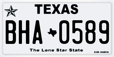 TX license plate BHA0589