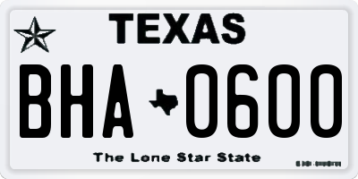 TX license plate BHA0600