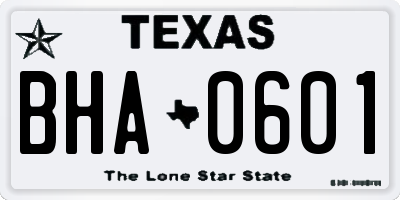 TX license plate BHA0601