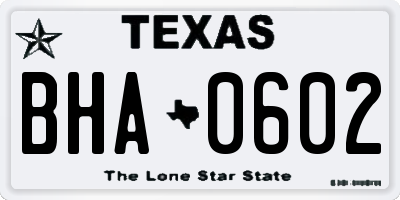 TX license plate BHA0602