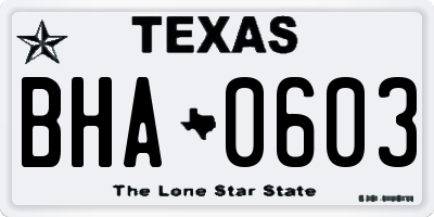 TX license plate BHA0603