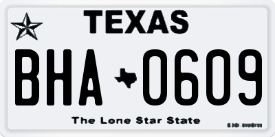 TX license plate BHA0609