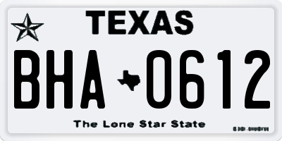 TX license plate BHA0612