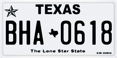 TX license plate BHA0618