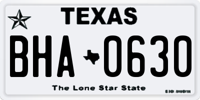 TX license plate BHA0630
