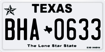 TX license plate BHA0633