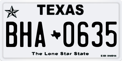 TX license plate BHA0635