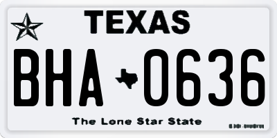 TX license plate BHA0636