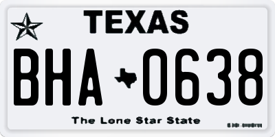 TX license plate BHA0638