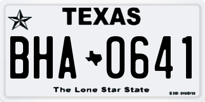 TX license plate BHA0641