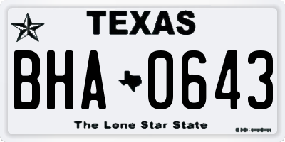 TX license plate BHA0643