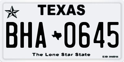 TX license plate BHA0645