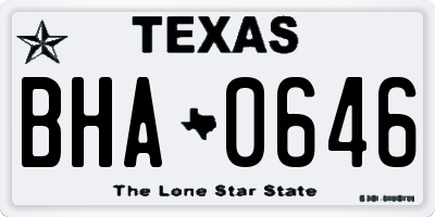 TX license plate BHA0646
