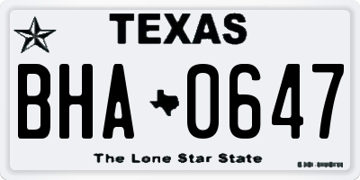 TX license plate BHA0647