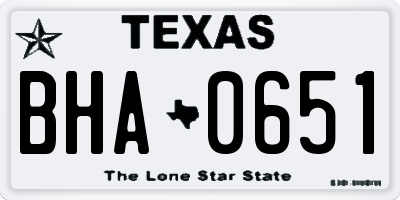 TX license plate BHA0651