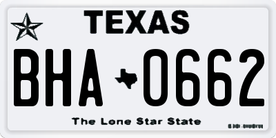 TX license plate BHA0662