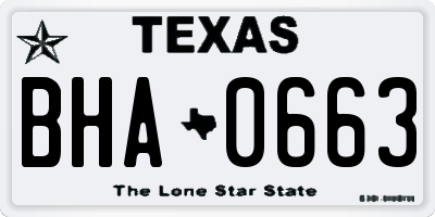 TX license plate BHA0663
