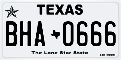 TX license plate BHA0666