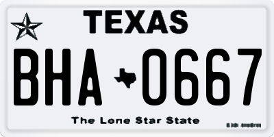 TX license plate BHA0667