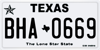 TX license plate BHA0669