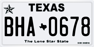 TX license plate BHA0678