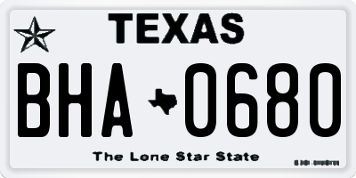 TX license plate BHA0680