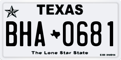 TX license plate BHA0681