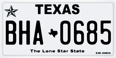 TX license plate BHA0685
