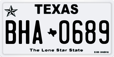 TX license plate BHA0689