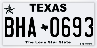 TX license plate BHA0693