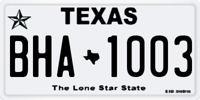 TX license plate BHA1003