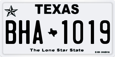 TX license plate BHA1019