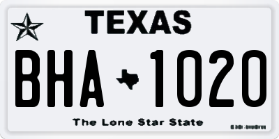 TX license plate BHA1020