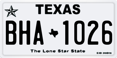TX license plate BHA1026