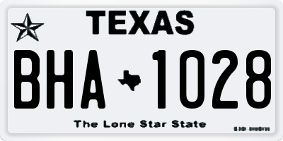 TX license plate BHA1028