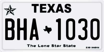 TX license plate BHA1030