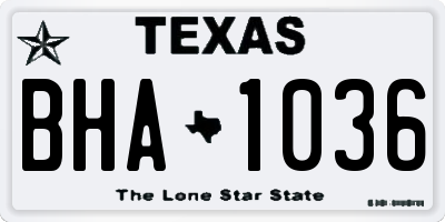TX license plate BHA1036