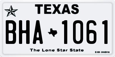TX license plate BHA1061